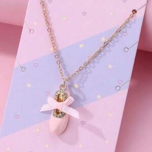 Chic Nation Pink Ballet Shoe Necklace